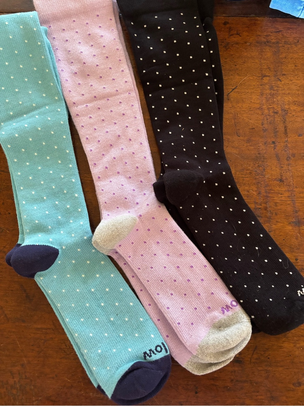 Wellow Bamboo Compression Socks - 3-Pack - Blue, Black, Lavender Dots XL